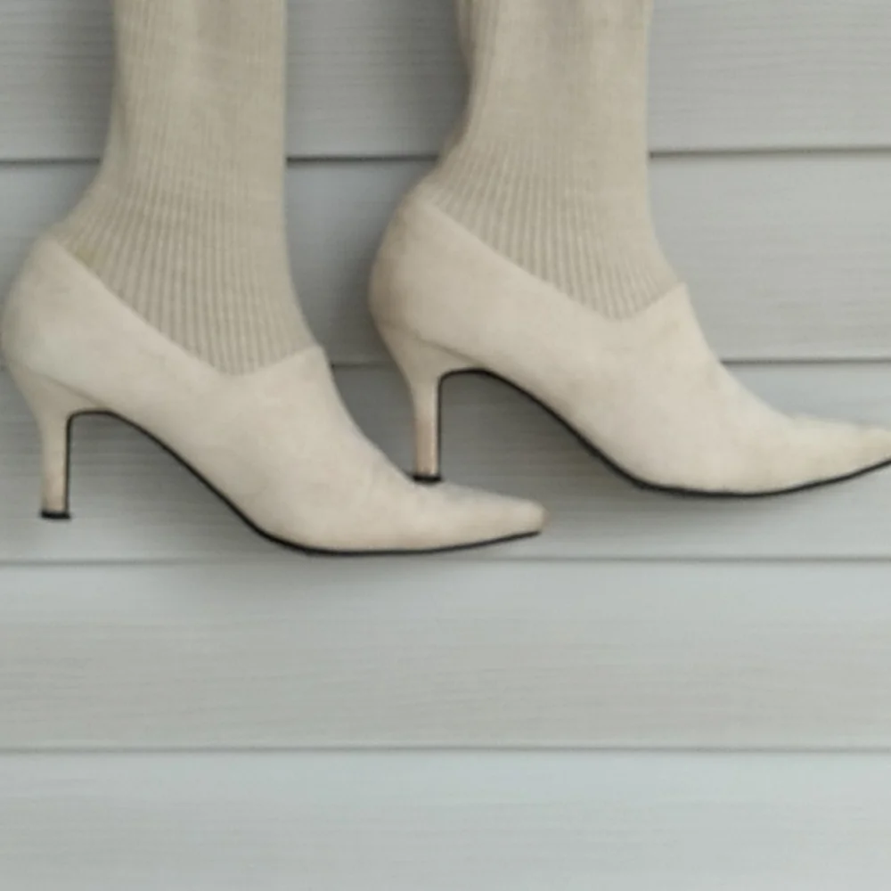 Vintage, Rampage, Fabric, Upper Balance, Beige Boots, beautiful - Picture 2 of 11